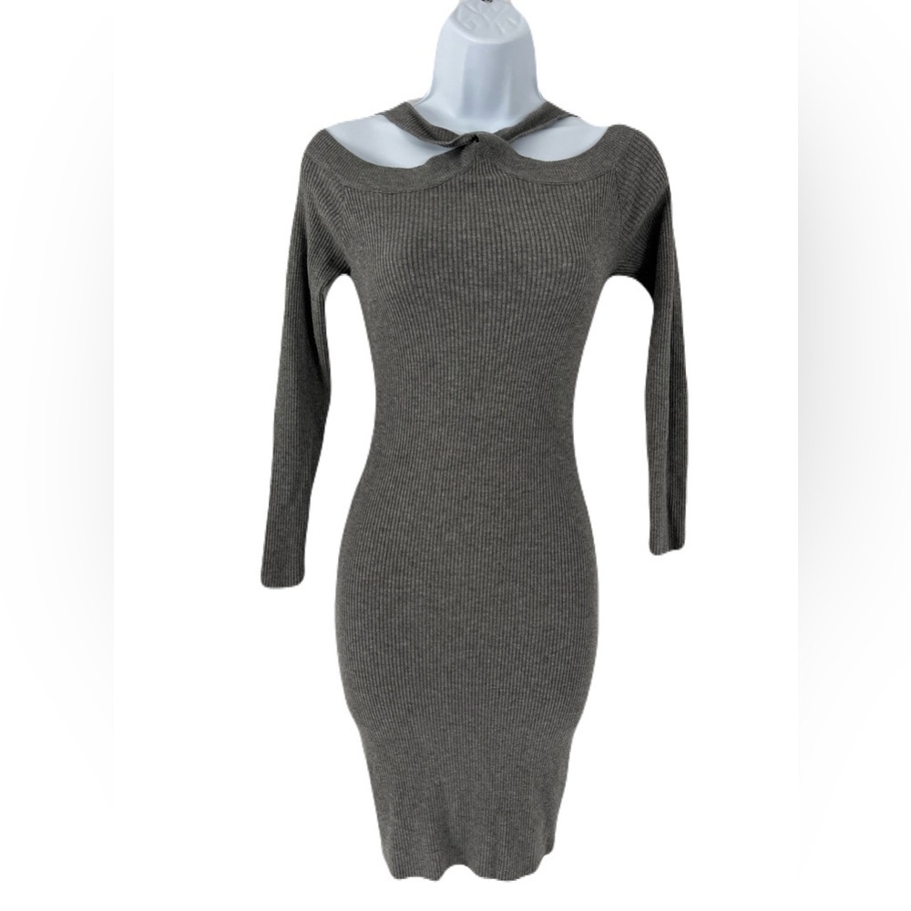 Another Story/ Cold shoulder knit midi dress/ Grey/ Very stretchy/ Size US M